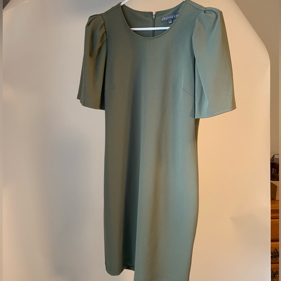 Puff Sleeve Crepe Sheath Dress - Picture 3 of 4